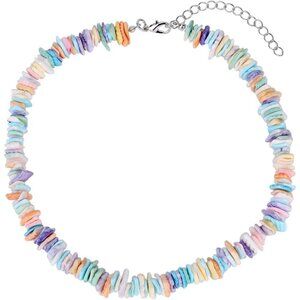Bohemian Shell Beaded Necklace for Women Colorful Choker Beach Jewelry White